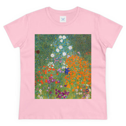 Cottage Garden by Gustav Klimt Women's Midweight Cotton Tee
