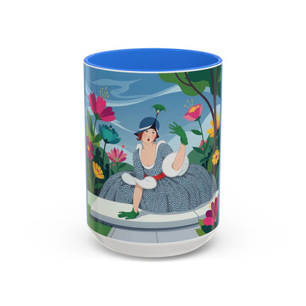 The Lady Of The Secret Garden Colorful Mugs – Art Deco Botanical Elegance