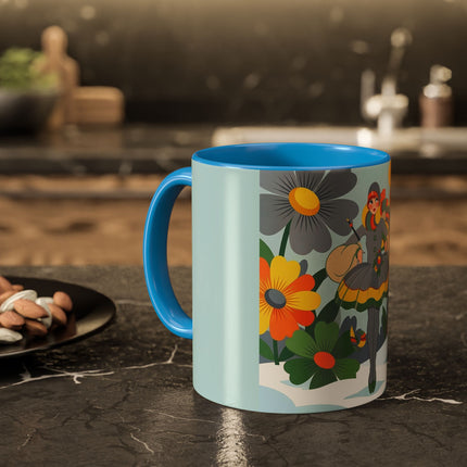 ❄️🌼 The Winter Flower Wanderer Colorful Mug – Colorful Art Deco Snow Fantasy