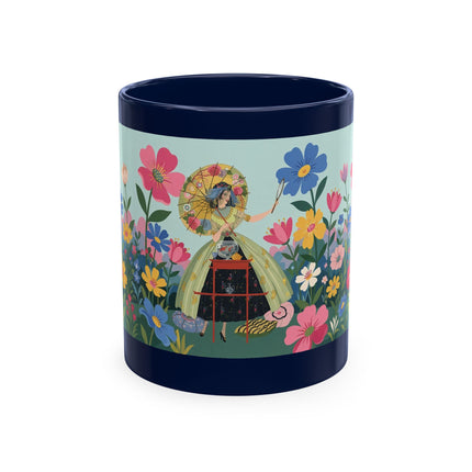 🌼🪭 The Lady Of The Grand Flower Garden Ceramic Mug – Art Deco Garden Whimsy