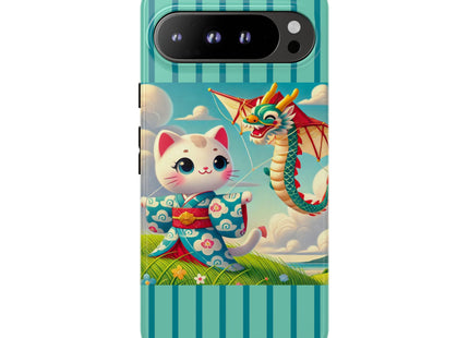 Geisha Kitten and the Dragon Kite Phone Cases
