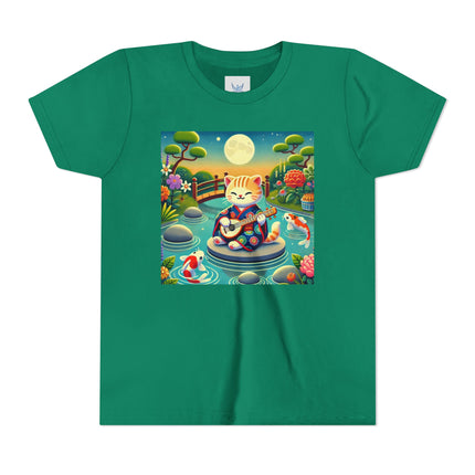 Melodic Kitten by the Koi Pond Youth Short Sleeve Tee