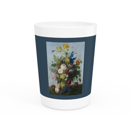 Bouquet of Flowers and a Nest by Sebastian Wegmayr Ceramic Shot Glass