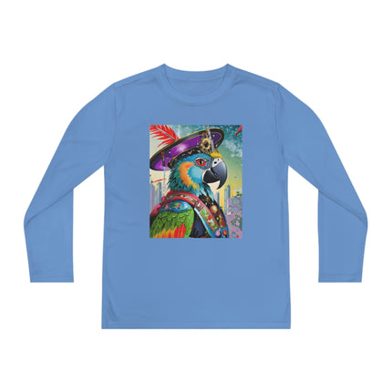 Tech Plumes Youth Long Sleeve Competitor Tee – Neon Wings & Cyberpunk Adventure