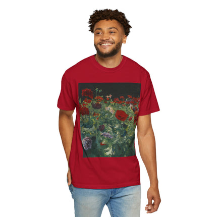 Poppies (A Study of Poppies for Carnation, Lily, Lily, Rose) by John Singer Sargent Unisex Garment-Dyed T-shirt