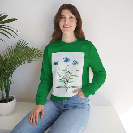Blue Strawflower by Anselmus Boëtius de Boodt Heavy Blend™ Crewneck Sweatshirt