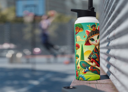 Dragon Dance on Wheels Stainless Steel Water Bottle, Standard Lid