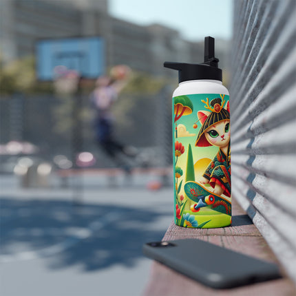Dragon Dance on Wheels Stainless Steel Water Bottle, Standard Lid