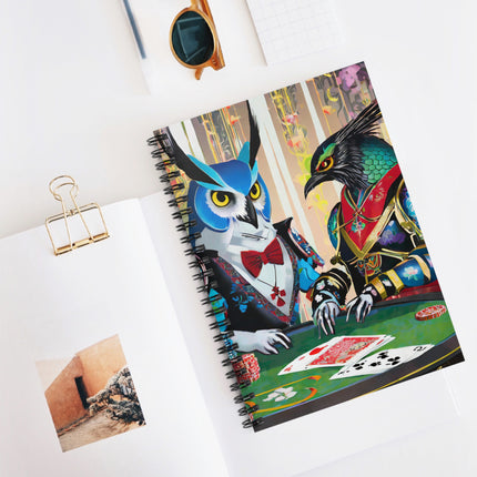 Cyberpunk Owl & Raven Spiral Notebook - Ruled Line