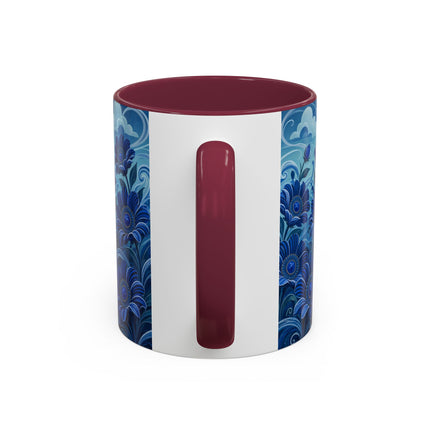 💙🌸 The Sapphire Wind Dancer Colorful Mug – Art Deco Floral Fantasy