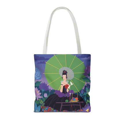 🧶🌸 The Lady Of The Enchanted Knitting Garden Tote Bag – Art Deco Floral Fantasy