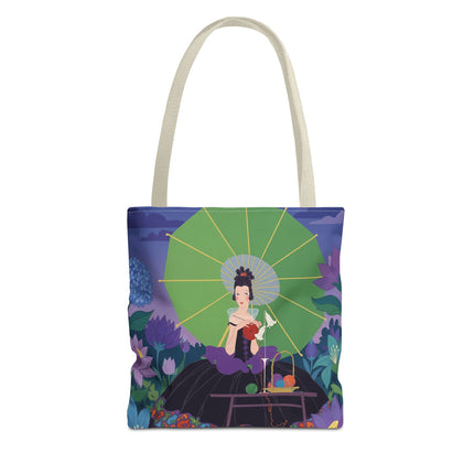 🧶🌸 The Lady Of The Enchanted Knitting Garden Tote Bag – Art Deco Floral Fantasy