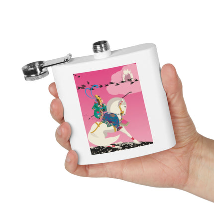 Samurai Princess on the White Steed Flask – Bold Fantasy & Elegant Adventure