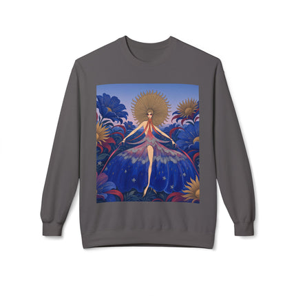 🌞🌸 The Celestial Blossom Garden Dancer Midweight Crewneck Sweatshirt – Art Deco Floral Fantasy