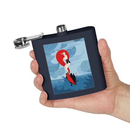 Siren of the Waves Stainless Steel Flask – Dramatic Sea Power & Bold Elegance