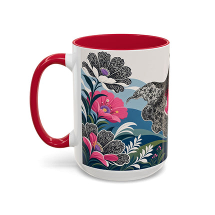🌸🎀 The Pink Lace Garden Promenade Colorful Mug – Art Deco Fashion Elegance