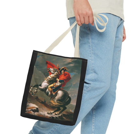 Napoleon Crossing the Alps by Jacques-Louis David Tote Bag (AOP)
