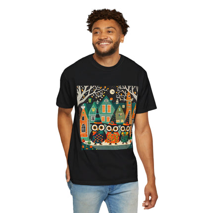 Night of the Trick-or-Treating Owlets Unisex Garment-Dyed T-shirt