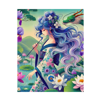 🐉🪷 Fairy of the Koi Pond Matte Vertical Poster – Tranquil Magic & Dragon Grace