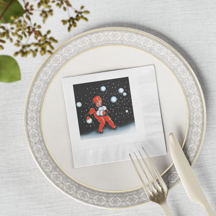 Festive Snowball White Coined Napkins