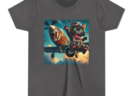 Parachuting Cat Commando Youth Short Sleeve Tee