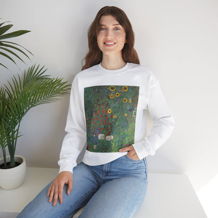 Farm Garden with Sunflowers by Gustav Klimt Heavy Blend™ Crewneck Sweatshirt