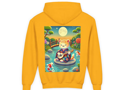 Melodic Kitten by the Koi Pond Youth Heavy Blend Hooded Sweatshirt