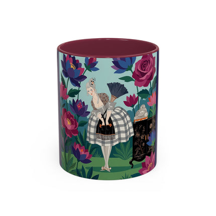 The Lady Of The Lotus Garden Colorful Mugs – Art Deco Botanical Elegance