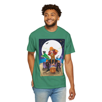 Moonlit Pirate Halloween Unisex Garment-Dyed T-shirt