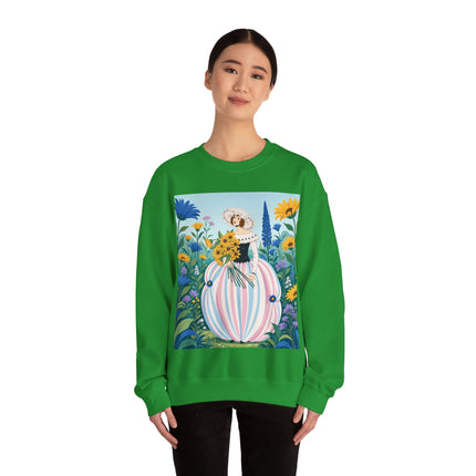 🌻🎀 The Sunflower Garden Bouquet Crewneck Sweatshirt – Art Deco Floral Elegance