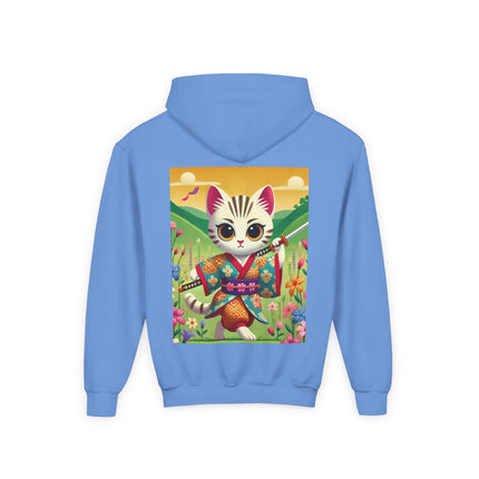 Samurai Kitten Youth Hooded Sweatshirt – Bold Adventure & Playful Spirit