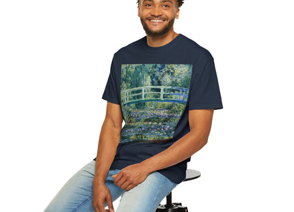 Water Lilies and Japanese Bridge by Claude Monet Unisex Garment-Dyed T-shirt