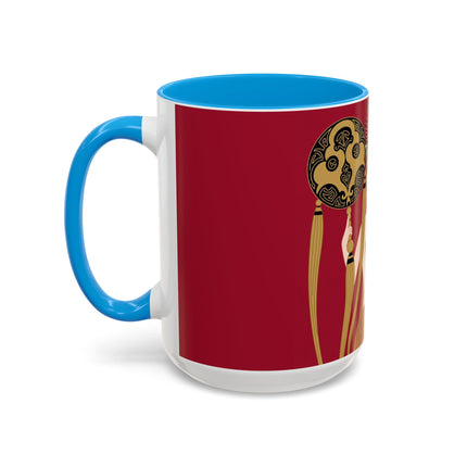 Butterfly Empress of the Crimson Pavilion Colorful Mug (11oz, 15oz) – Art Deco Beauty, Butterfly Elegance & Ornamental Style