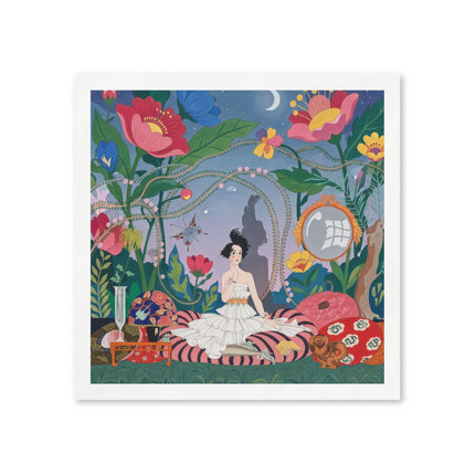 🌙🌺 The Lady Of The Midnight Garden Napkins – Art Deco Floral Reverie