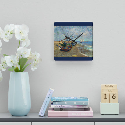 Fishing Boats by Vincent Van Gogh Acrylic Wall Clock, Round & Square
