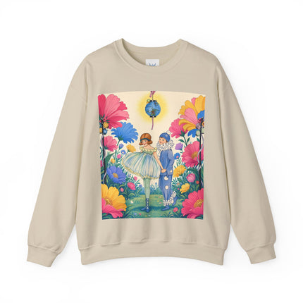 🌸🏮 The Lantern Garden Stroll Crewneck Sweatshirt – Art Deco Floral Whimsy