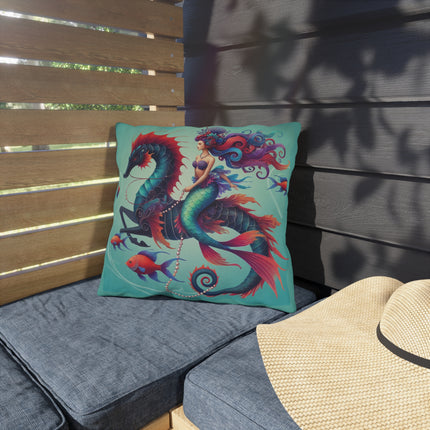 Mermaid & Sea Dragon Outdoor Pillows – Ocean Guardian & Mythic Beauty