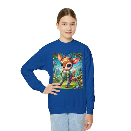 Fawn Defender Youth Crewneck Sweatshirt – Woodland Courage & Gentle Strength