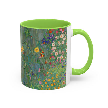 Farm Garden with Sunflowers by Gustav Klimt Colorful Mugs (11oz, 15oz)