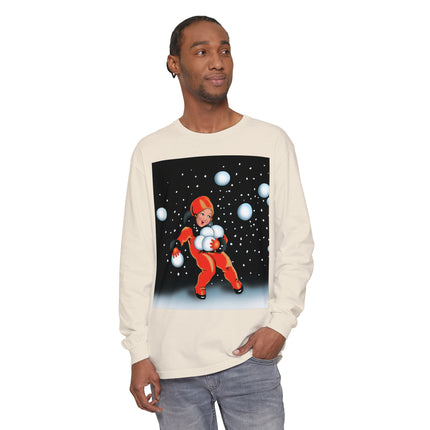 Festive Snowball Unisex Garment-dyed Long Sleeve T-Shirt