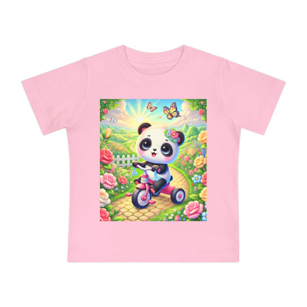 Panda’s Garden Ride Baby T-Shirt – Playful Adventure in Bloom