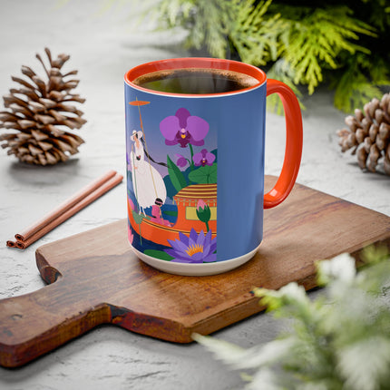 The Lady Of The Lotus Voyage Colorful Mugs – Art Deco Botanical Elegance