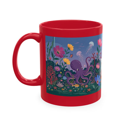 🐠🌸 The Lady Of The Underwater Flower Garden Ceramic Mug – Art Deco Aquatic Whimsy
