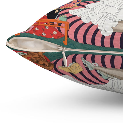 🌙🌺 The Lady Of The Midnight Garden Square Pillow – Art Deco Floral Reverie