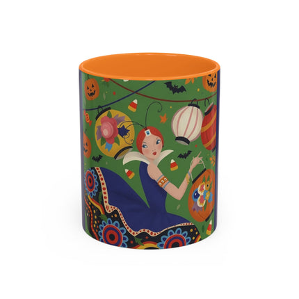 🏮🎃 The Lady Of Halloween Lanterns Colorful Mug – Colorful Art Deco Halloween Charm