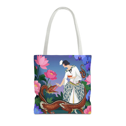 🐉🌸 The Dragon Keeper Tote Bag – Art Deco Floral Fantasy