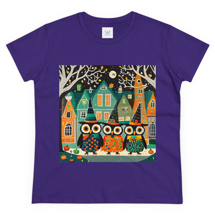 Night of the Trick-or-Treating Owlets Women's Midweight Cotton Tee