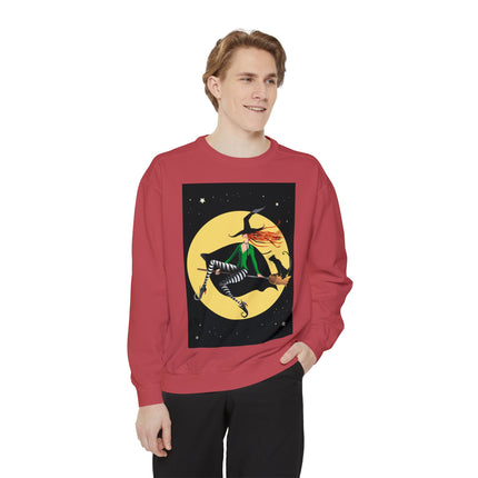 A Witch’s Moonlit Flight Unisex Garment-Dyed Sweatshirt