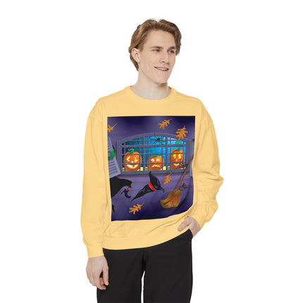 Whimsical Halloween Mischief Unisex Garment-Dyed Sweatshirt