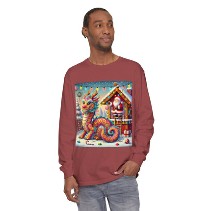 Playful Dragon's Christmas Unisex Garment-dyed Long Sleeve T-Shirt